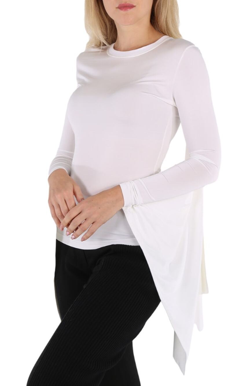 BURBERRY Modern Muse Optic White Dramatic Draped Bell Sleeve Top NWT XXS